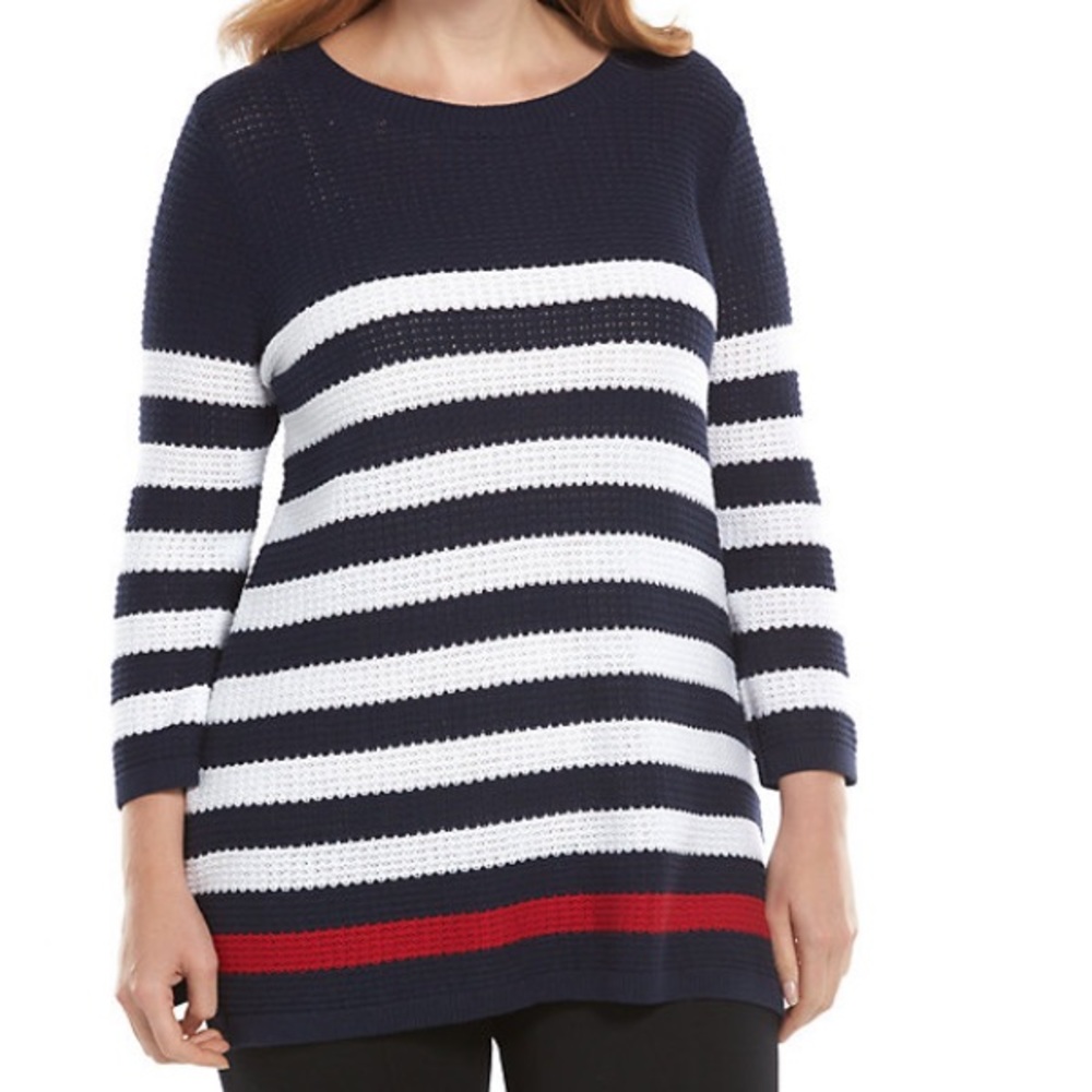 Croft & Barrow Tunic Crewneck Sweater 3/4 Sleeve Size 1X